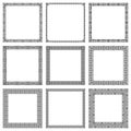 Set of vector square frames in traditional East style