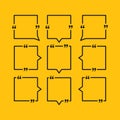 Set Vector Square Speech Bubble Quote Blank.