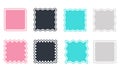 Set of vector squares, icons stickers squares with outline, colored on white. Simple vintage flat style labels, stickers. Design