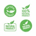 Set of vector stamps with leafs natural product. Royalty Free Stock Photo