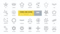 Set of 25 vector star icons with editable stroke. Linear stars are single, three, five. Christmas, Bethlehem, David, EU, fireworks