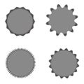 Set of vector starburst, sunburst badges. Grey color.