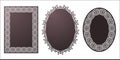 Set of Vector Stencil lacy oval and rectangle frames with carved