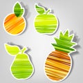 Set of vector stickers. fresh fruit