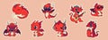 Set of Vector Stock Illustration isolated Emoji characters cartoon dragon dinosaur laughs sticker emoticon