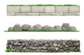 Set of vector stone old wall fences