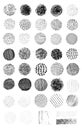 Set of vector strokes, dots, strokes, spots, squares, cells, lines for brushes, textures and backgrounds, isolated on white