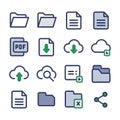 A Set of 16 Vector-Style Icons Representing Various Document Royalty Free Stock Photo
