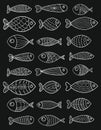 Set of vector stylized fishes. Collection of aquarium fish. Linear Art. Illustration for children.