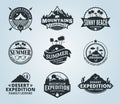 Set of vector summer, mountain and outdoor adventures logo Royalty Free Stock Photo
