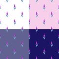 Set of vector surface design with simple pink flowers in a row on a purple, white, gray and pink background. Collection of Royalty Free Stock Photo