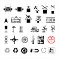 A set of vector symbols marking cargo on boxes