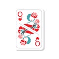 Vector illustration playing card lady of hearts