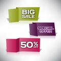 Set vector tag Big Sale paper banner special offer origami Royalty Free Stock Photo