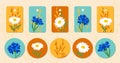 A set of vector tags, stickers, labels of rectangular, round shape.Summer flowers on a bright  background. Royalty Free Stock Photo