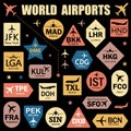 Set of Vector Tags with World Airport Codes