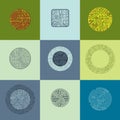 Set of vector technology cpu designs with square and circular mi Royalty Free Stock Photo