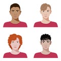 Set of vector teenagers or students diverse avatars in realistic flat style. Collection of youth characters Royalty Free Stock Photo