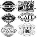 Set of vector templates in different retro styles for advertising coffee