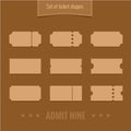 Set of vector ticket shape silhouettes template