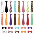 Set of Vector Ties and Bow Ties Royalty Free Stock Photo