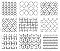 Set of vector tile seamless patterns in black and white