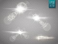 Set of vector transparent sunlight special lens flare light effect. Royalty Free Stock Photo