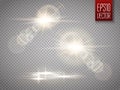 Set of vector transparent sunlight special lens flare light effect. Royalty Free Stock Photo