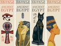 Set of vector travel banners with Egyptian symbols