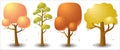 Set of vector tree in autumn season. Game UI flat. Isolated stock illustration on white background Royalty Free Stock Photo