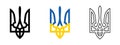 Set of vector trident. Ukrainian trident. State emblem of Ukraine on a white background
