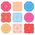 Set of vector valentine tags with floral frames - greetings for valentine`s day