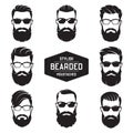 Set of vector various bearded men faces. Royalty Free Stock Photo