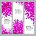 Set of Vector Vertical Poster Banners Templates with Pink Dots Watercolor simulation Paint Splash. Abstract Background