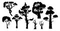 Set of Vector View Tree Silhouettes. Vector hand drawn illustration on a white background