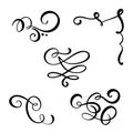 Set of vector vintage bundle elegant dividers and separators, swirl and corner decorative ornaments. Floral line