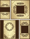 Set of vector vintage invitations with baroque elements and frames Royalty Free Stock Photo