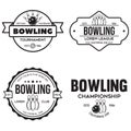 Set of vector vintage monochrome style bowling logo, icons and symbol Royalty Free Stock Photo