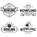 Set of vector vintage monochrome style bowling logo, icons and symbol Royalty Free Stock Photo