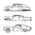 Set Vector Vintage Old Cars