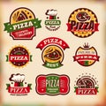 Set of vector vintage pizza labels