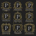 Set of vector vintage royal shields