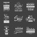 Set of Vector Vintage Typographic Quotes. Gemstone, Diamond, Sparkle, Jewerly Concept. Motivational Inspirational Royalty Free Stock Photo