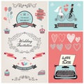 Set of vector vintage wedding invitation design Royalty Free Stock Photo