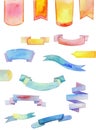 Set of vector, watercolor ribbons for your design Royalty Free Stock Photo