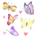 A set of vector watercolour butterflies. Lovely collection