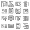 Set of vector web development line icons.