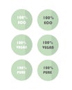 Set of vector web green eco labels cticker vegan pure eco