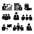 A set of vector illustrations, logos, business icons. Business people.