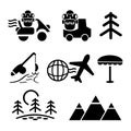 A set of vector illustrations, logos, icons for travel and leisure. Royalty Free Stock Photo